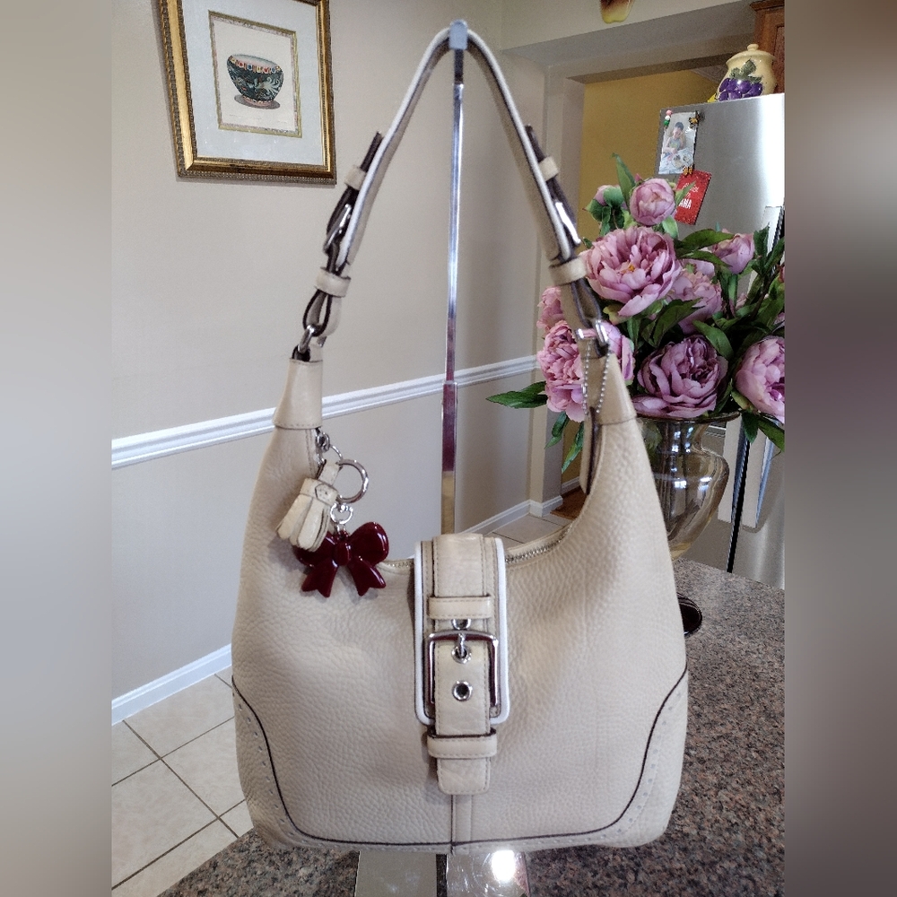 Coach Beige  Hobo Bag with Silver Details